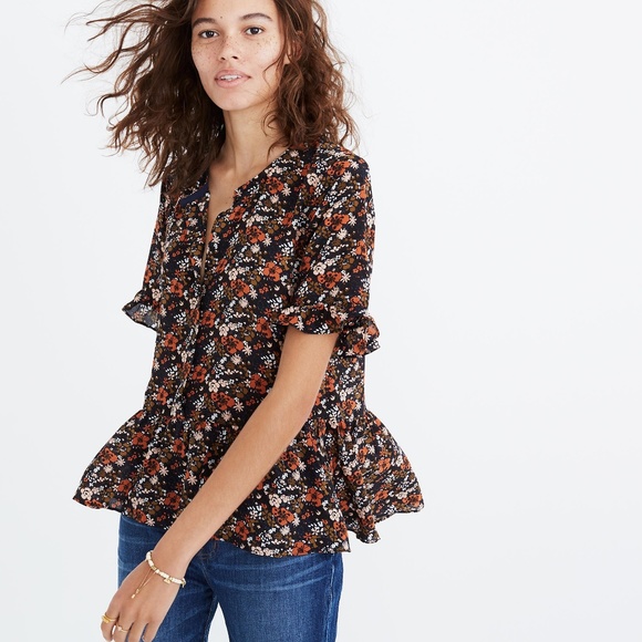 Madewell Tops - Madewell Silk Studio Ruffle-hem Top All Sizes